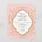 UAWG Quatrefolie Rahmen Swirl Gold Glitzer RSVP Karte (Vorne/Hinten)