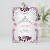 UAWG Quinceanera 15 15 Weiß Rosen Tiara Einladung (Stehend Vorderseite)