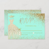 UAWG Quinceañera , Glitzer Gown, Imitate Gold+Minz Einladung (Vorne/Hinten)