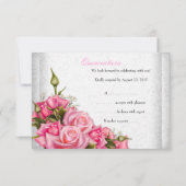 UAWG Quinceanera Hübsch Rosa Rosen Weiß 15. RSVP Karte (Rückseite)