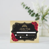 UAWG Quinceanera Party - Gold Black Red Card Einladung (Stehend Vorderseite)