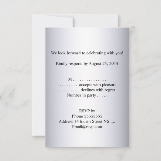 UAWG Quinceanera Pink Silver Tiara Eiffelturm RSVP Karte (Rückseite)