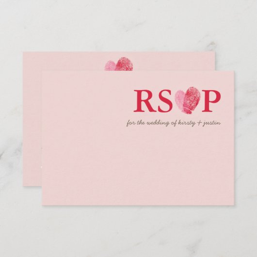 UAWG REPLATTE niedlicher Fingerabdruck Herzpaar pi RSVP Karte (Vorne/Hinten)