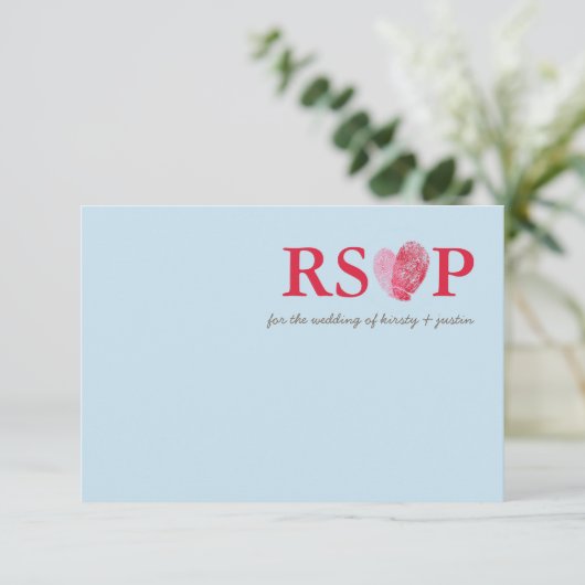 UAWG REPLKARTE niedlicher Fingerabdruck Herzpaar b RSVP Karte (Stehend Vorderseite)