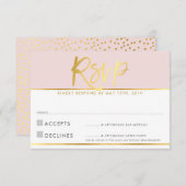 UAWG REPLY CARD Blassrosa Goldskript RSVP Karte (Vorne/Hinten)