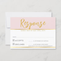 UAWG REPLY CARD Blassrosa Goldskriptpunkte