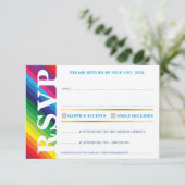 UAWG REPLY CARD cooler, bunter Regenbogenstreifen RSVP Karte (Stehend Vorderseite)