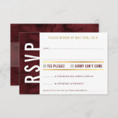 UAWG REPLY CARD Fettblock Modernes Rotmarogold RSVP Karte (Vorne/Hinten)