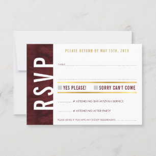 UAWG REPLY CARD Fettblock Modernes Rotmarogold RSVP Karte