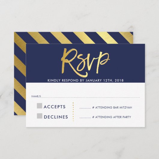 UAWG REPLY CARD Imitate Goldmedaille blau RSVP Karte (Vorne/Hinten)