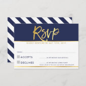 UAWG REPLY CARD Moderne, blaue Goldschrift RSVP Karte (Vorne/Hinten)