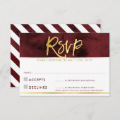 UAWG REPLY CARD Modernes Goldskript für Rotmaronen RSVP Karte (Vorne/Hinten)