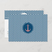 UAWG REPLY CARD Monogramm moderner nautischer Anke RSVP Karte (Vorne/Hinten)