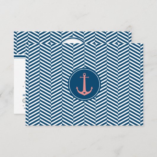 UAWG REPLY CARD Monogramm moderner nautischer Anke RSVP Karte (Vorne/Hinten)