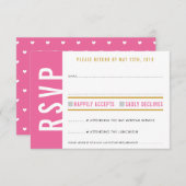 UAWG REPLY CARD niedliches hübsch-rosa-weißes Herz RSVP Karte (Vorne/Hinten)