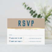 UAWG REPLY CARD Smart Fold Type gold kraftblau RSVP Karte (Stehend Vorderseite)