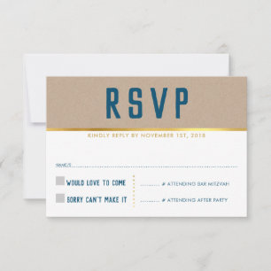 UAWG REPLY CARD Smart Fold Type gold kraftblau RSVP Karte