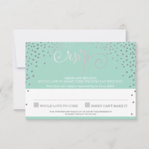 UAWG REPLY Chic rustic Mini silber Konfetti Minze RSVP Karte