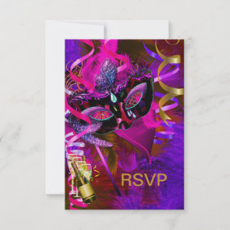 UAWG Reply Masquerade Masken Champagne RSVP Karte