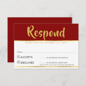 UAWG REPLY moderne rote Bordeaux Gold Response Car RSVP Karte (Vorne/Hinten)