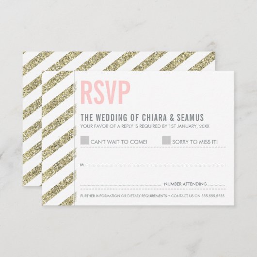 UAWG REPLY Moderner Glitzer RSVP Karte (Vorne/Hinten)