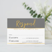UAWG REPLY Modernes Graugold RSVP Karte (Stehend Vorderseite)