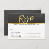 UAWG REPLY Modernes Grauschalkpappgoldschreiben RSVP Karte (Vorne/Hinten)