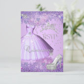 UAWG Reply Quinceanera Lila Tiara Kleidung Schuhe RSVP Karte (Stehend Vorderseite)