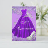 UAWG Reply Quinceanera Lila Tiara Kleidung Schuhe RSVP Karte (Stehend Vorderseite)
