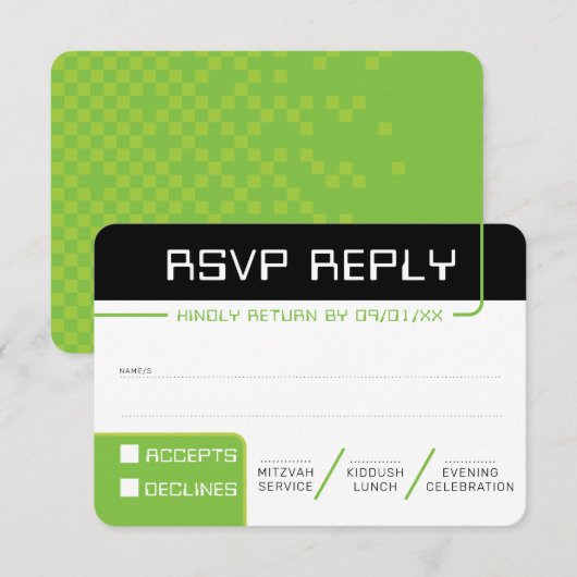 UAWG REPLY REPONSE 2 Modernes Gamer schwarz grün Einladung (Vorne/Hinten)