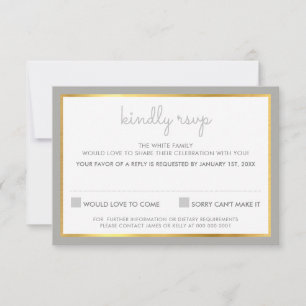 UAWG REPLY REPONSE, einfaches Stripmuster grau RSVP Karte