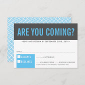 UAWG REPLY REPONSE Fantastische Blockgraue Aqua RSVP Karte (Vorne/Hinten)