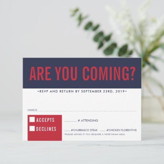 UAWG REPLY REPONSE Fantastische Blockmarinade dunk RSVP Karte (Stehend Vorderseite)