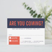 UAWG REPLY REPONSE Fantastische Blocknavin Rot Ora RSVP Karte (Stehend Vorderseite)