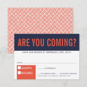 UAWG REPLY REPONSE Fantastische Blocknavin Rot Ora RSVP Karte (Vorne/Hinten)