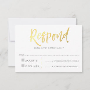 UAWG REPLY REPONSE Imitate Goldgrau RSVP Karte