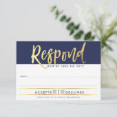 UAWG REPLY REPONSE Imitate Goldmedaille Blau Einladung (Stehend Vorderseite)