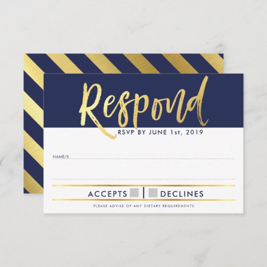 UAWG REPLY REPONSE Imitate Goldmedaille Blau Einladung (Vorne/Hinten)