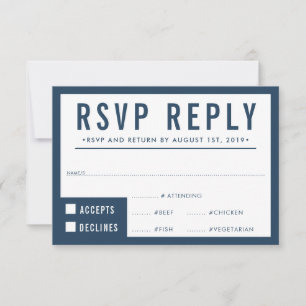 UAWG REPLY REPONSE Moderne Blocknavy Blau RSVP Karte