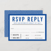 UAWG REPLY REPONSE Moderne fett römisch-blau RSVP Karte (Vorne/Hinten)