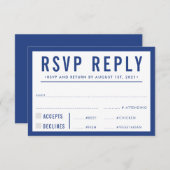 UAWG REPLY REPONSE Moderne fett römisch-blau RSVP Karte (Vorne/Hinten)