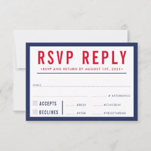 UAWG REPLY REPONSE Moderne, fett und blau RSVP Karte