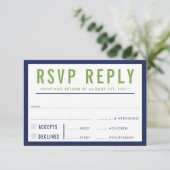 UAWG REPLY REPONSE Moderne, fette, blaue Marine RSVP Karte (Stehend Vorderseite)