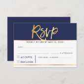 UAWG REPLY REPONSE Moderne fette Imitate Gold RSVP Karte (Vorne/Hinten)