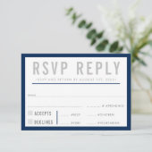 UAWG REPLY REPONSE Moderne fette Junge Marine Blau RSVP Karte (Stehend Vorderseite)