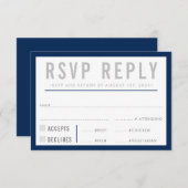 UAWG REPLY REPONSE Moderne fette Junge Marine Blau RSVP Karte (Vorne/Hinten)