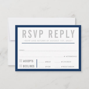 UAWG REPLY REPONSE Moderne fette Junge Marine Blau RSVP Karte