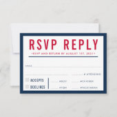 UAWG REPLY REPONSE Moderne fette Junge Marine rot RSVP Karte (Vorderseite)
