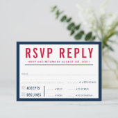 UAWG REPLY REPONSE Moderne fette Junge Marine rot RSVP Karte (Stehend Vorderseite)