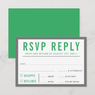 UAWG REPLY REPONSE Moderner, feiner Junge grün RSVP Karte